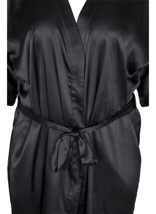 Dressing gown with lace, Black, Packshot image number 2