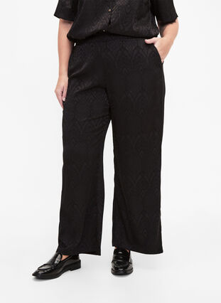 Trousers with textured pattern, Black, Model image number 2