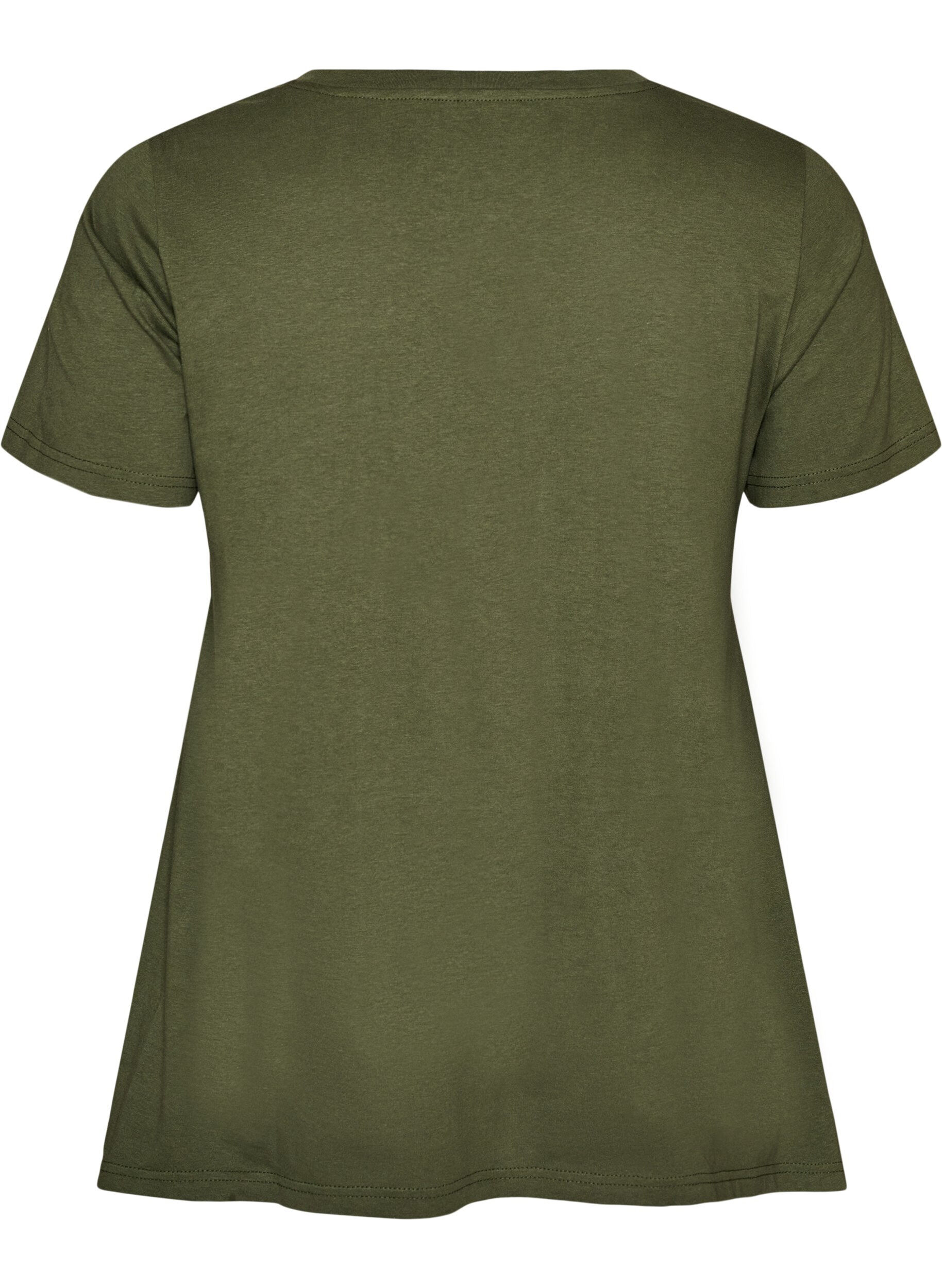 ZizzifashionT-shirt with a round neck and A-line shape, Green, Packshot image number 1