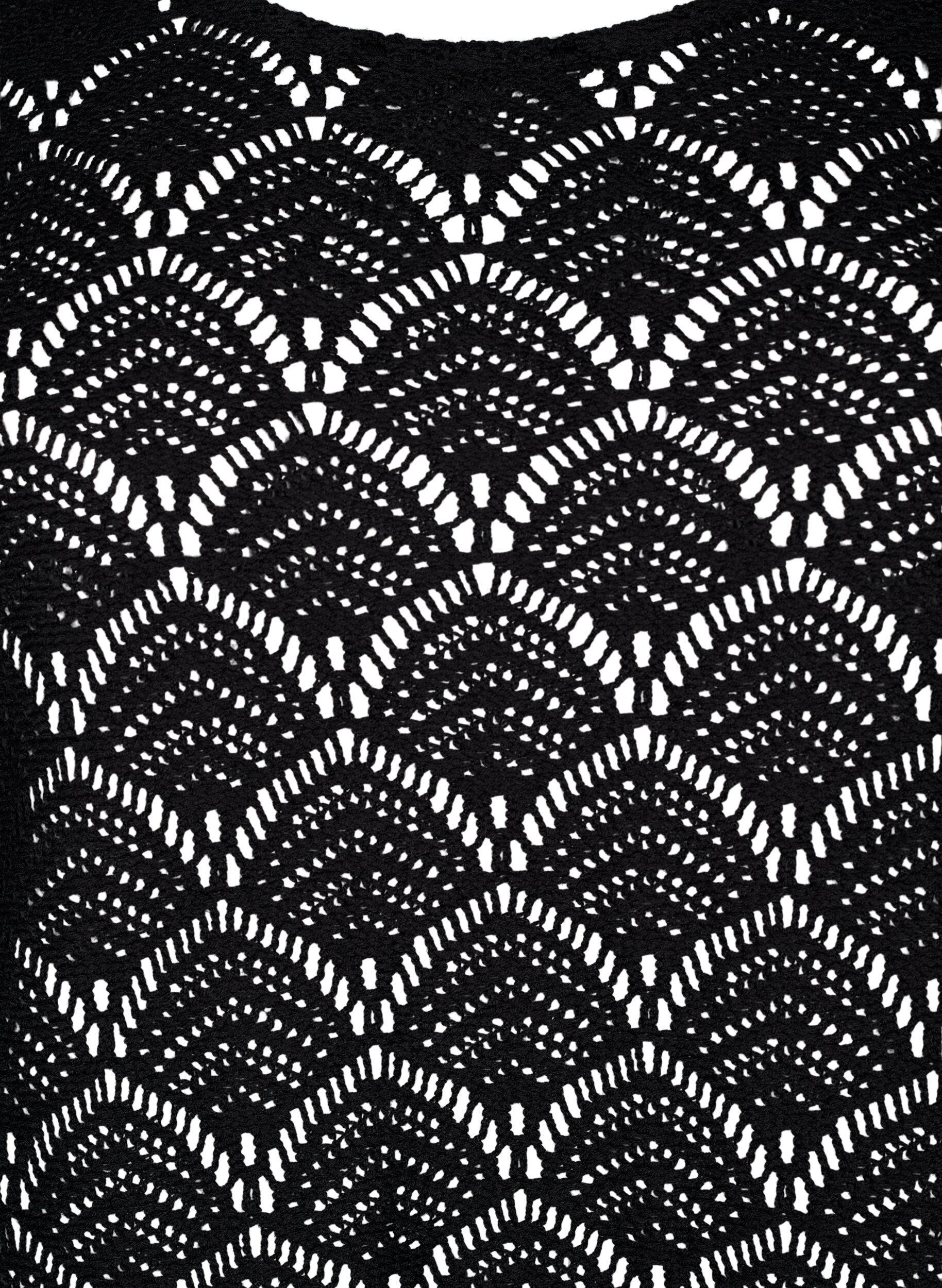 Zizzifashion Crochet blouse with 3/4 sleeves, Black, Packshot image number 2