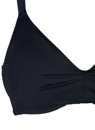 Bikini bra with underwire and wrinkled detail, Black, Packshot image number 2