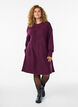 Short knitted dress with a V-shaped textured pattern, Purple, Model image number 1