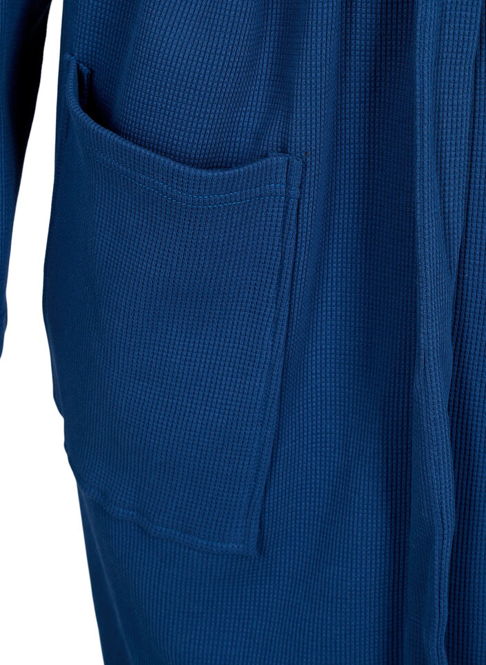 Bathrobe with pockets and tie belt, Blue Opal, Packshot image number 2