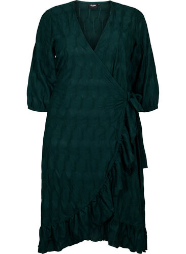 FLASH - Wrap Dress with 3/4 Sleeves, Scarab, Packshot image number 0