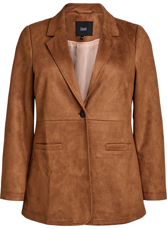 Faux suede blazer, Brown, Packshot