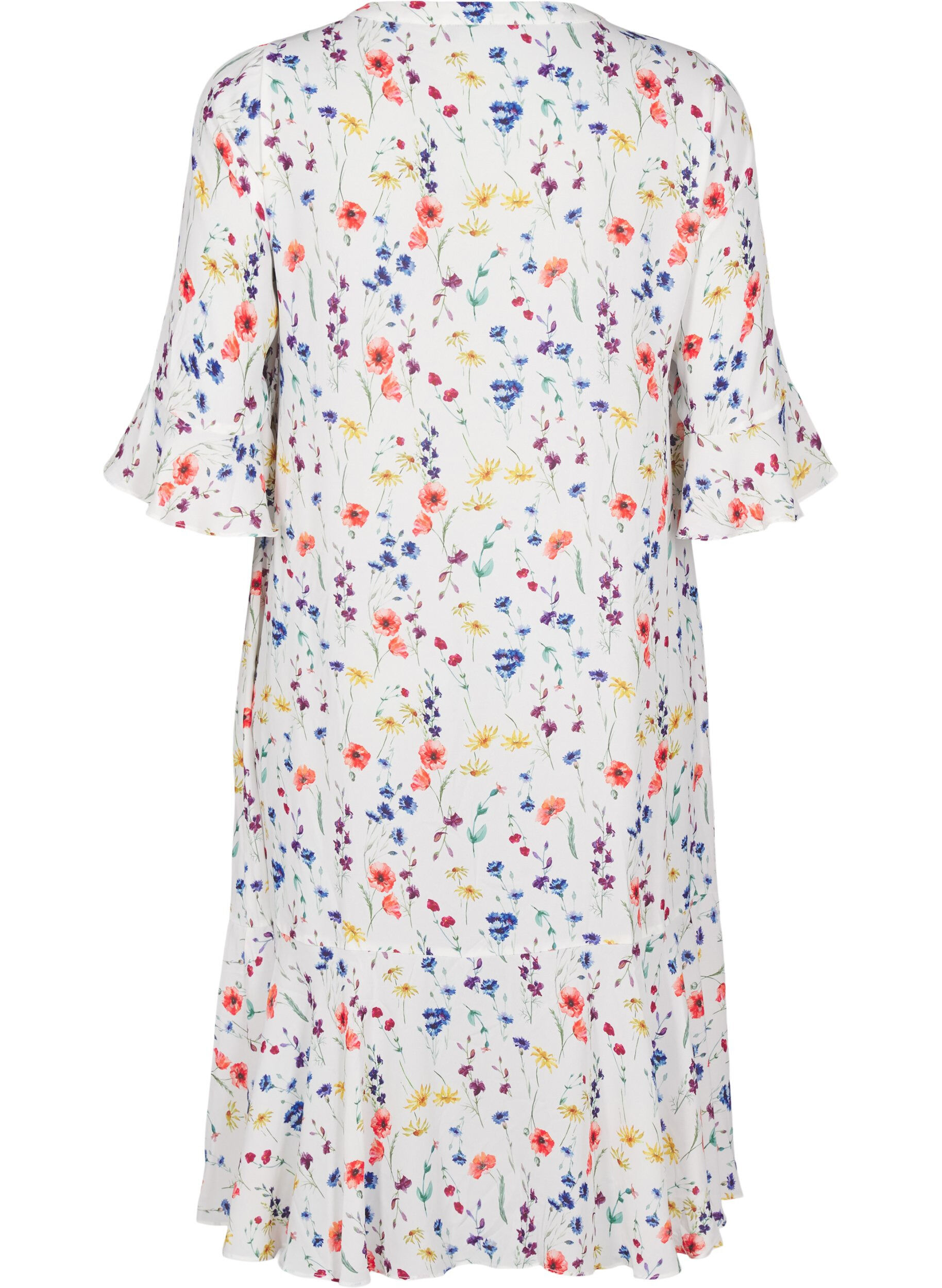 Zizzifashion Floral midi dress with 3/4 sleeves, Blue, Packshot image number 1