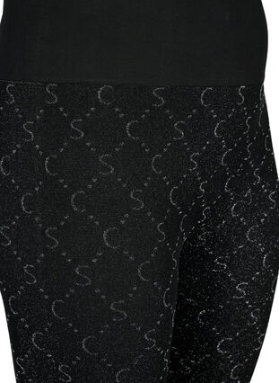 Seamless leggings with silver-colored pattern - Black - Sz. 42-60 -  Zizzifashion