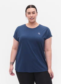 Short sleeved workout t-shirt, Blue Wing Teal, Model