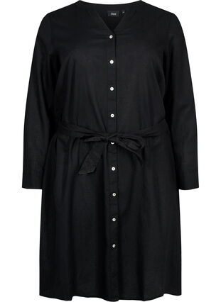 Shirtdress with long sleeves, Black, Packshot image number 0