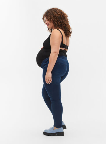 Pregnancy jeggings in cotton mix, Dark blue denim, Model image number 1