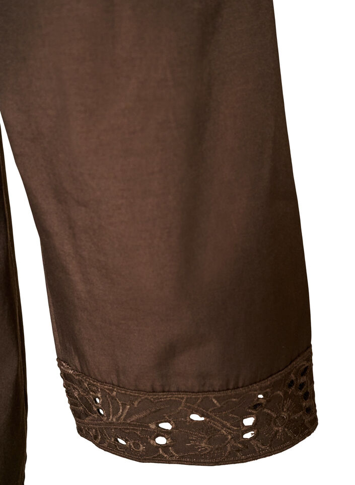Shirt blouse with broderie anglaise, Brown, Packshot image number 3