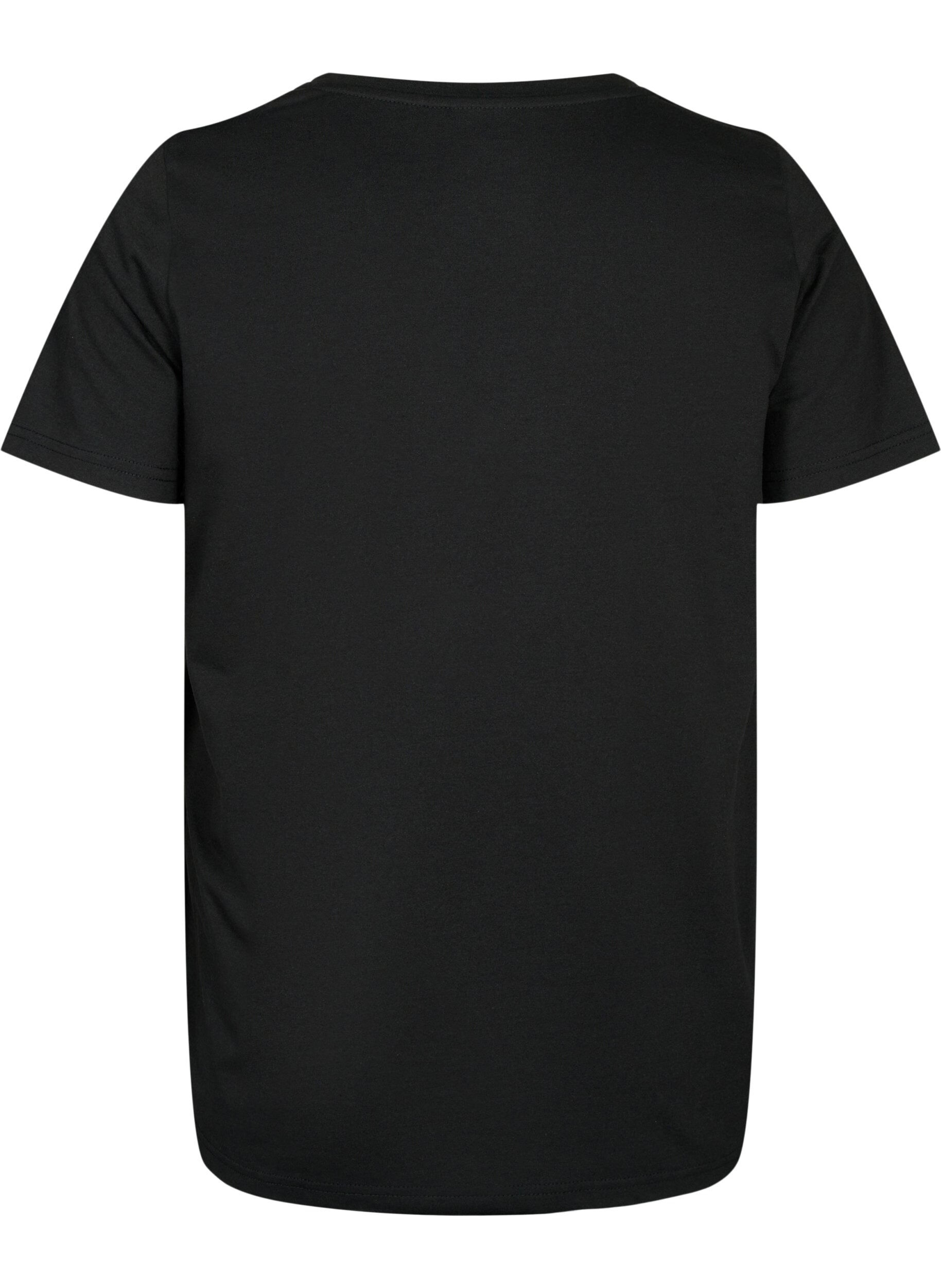 Zizzifashion Short sleeve t-shirt with v-neckline, Black, Packshot image number 1
