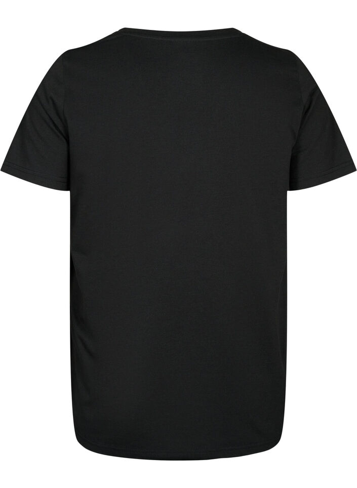 Short sleeve t-shirt with v-neckline, Black, Packshot image number 1