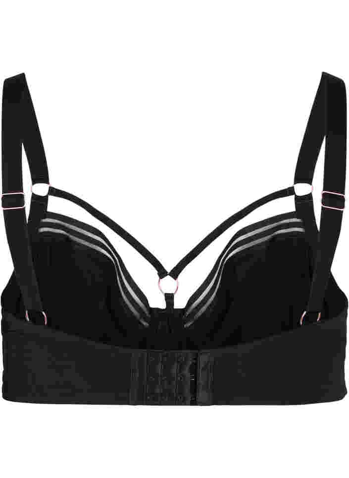 Full cover underwired bra with string details, Black, Packshot image number 1