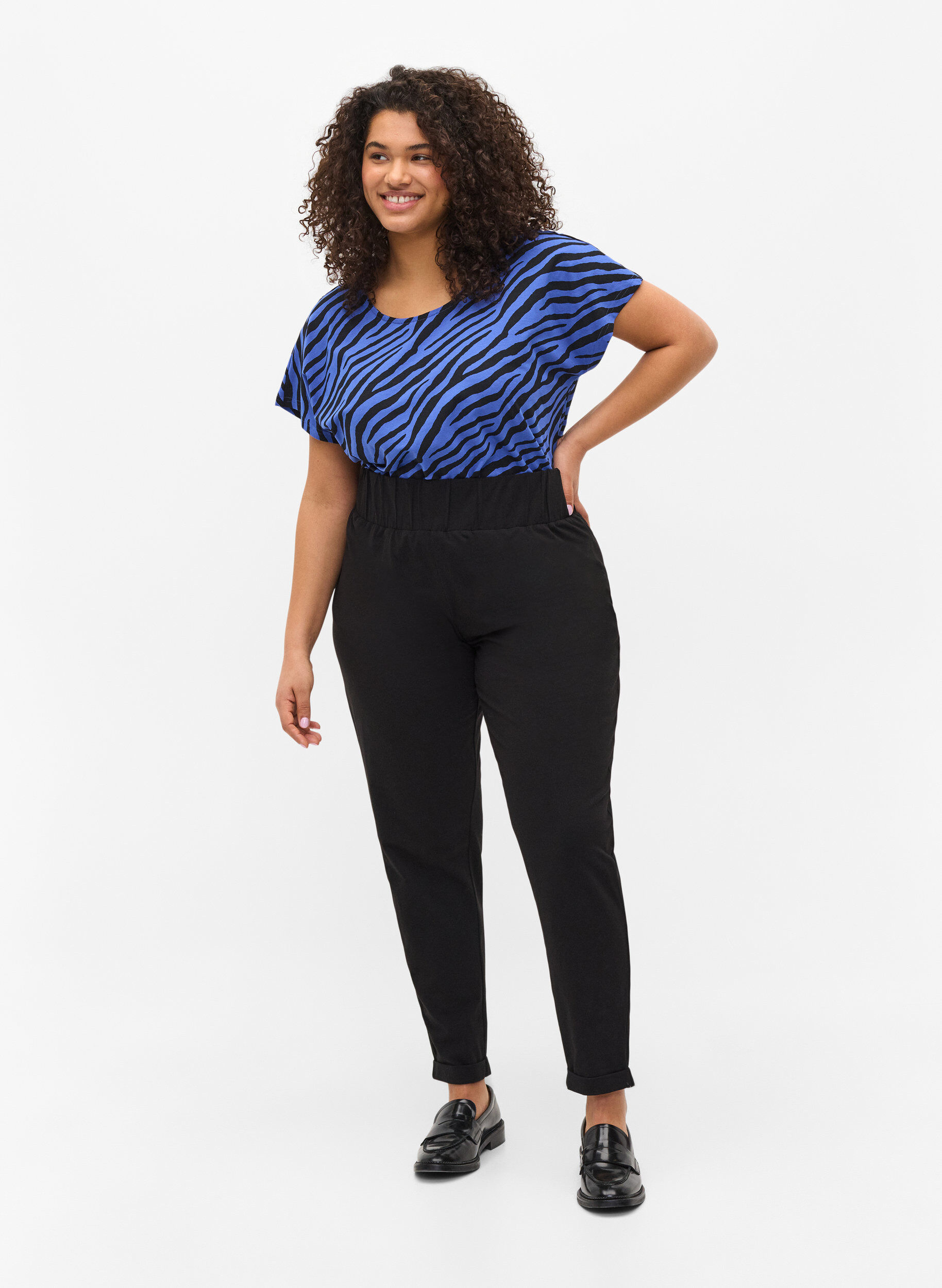 Zizzifashion Cotton trousers, Black, Model image number 1