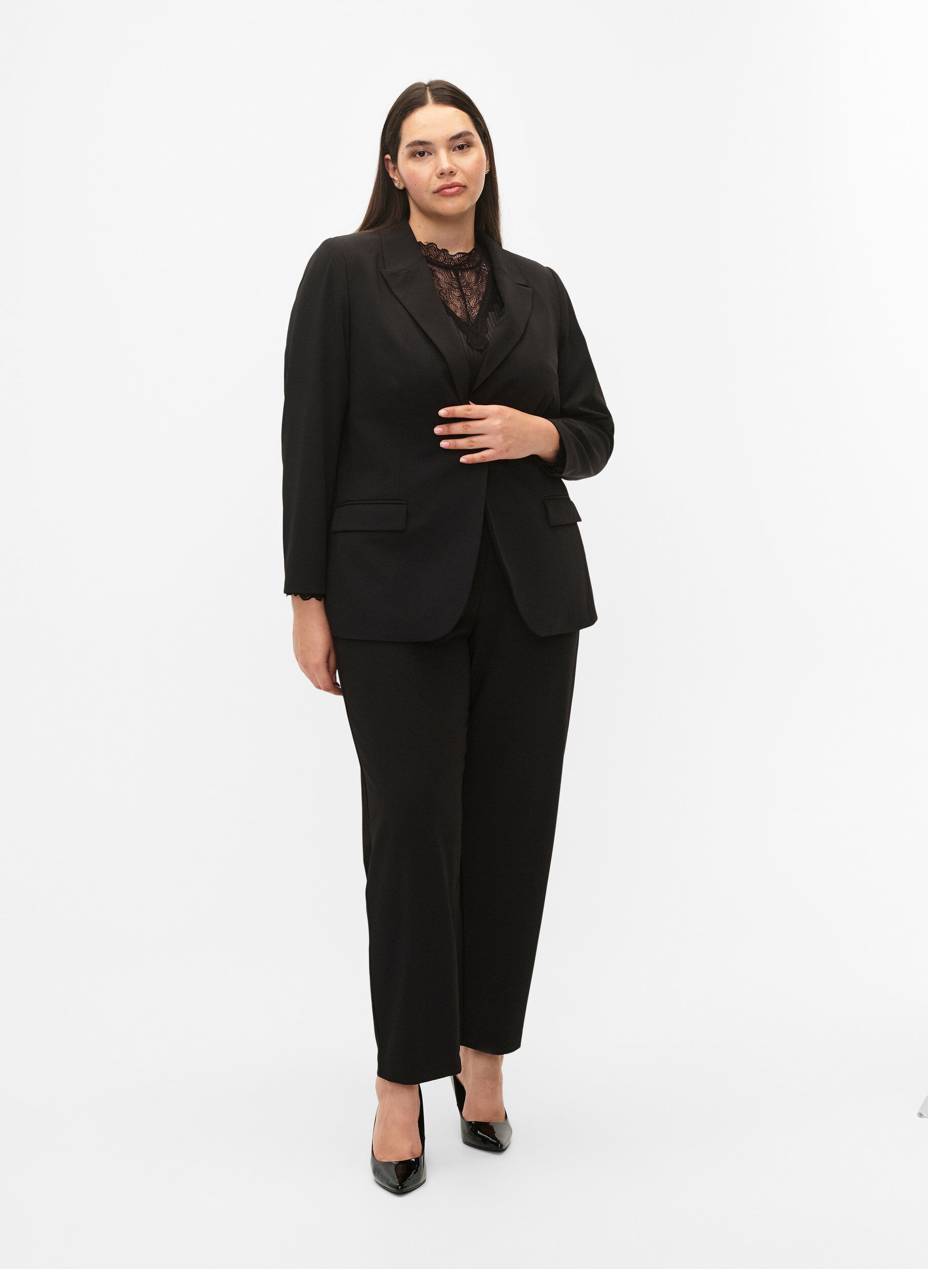 black plus size trousers