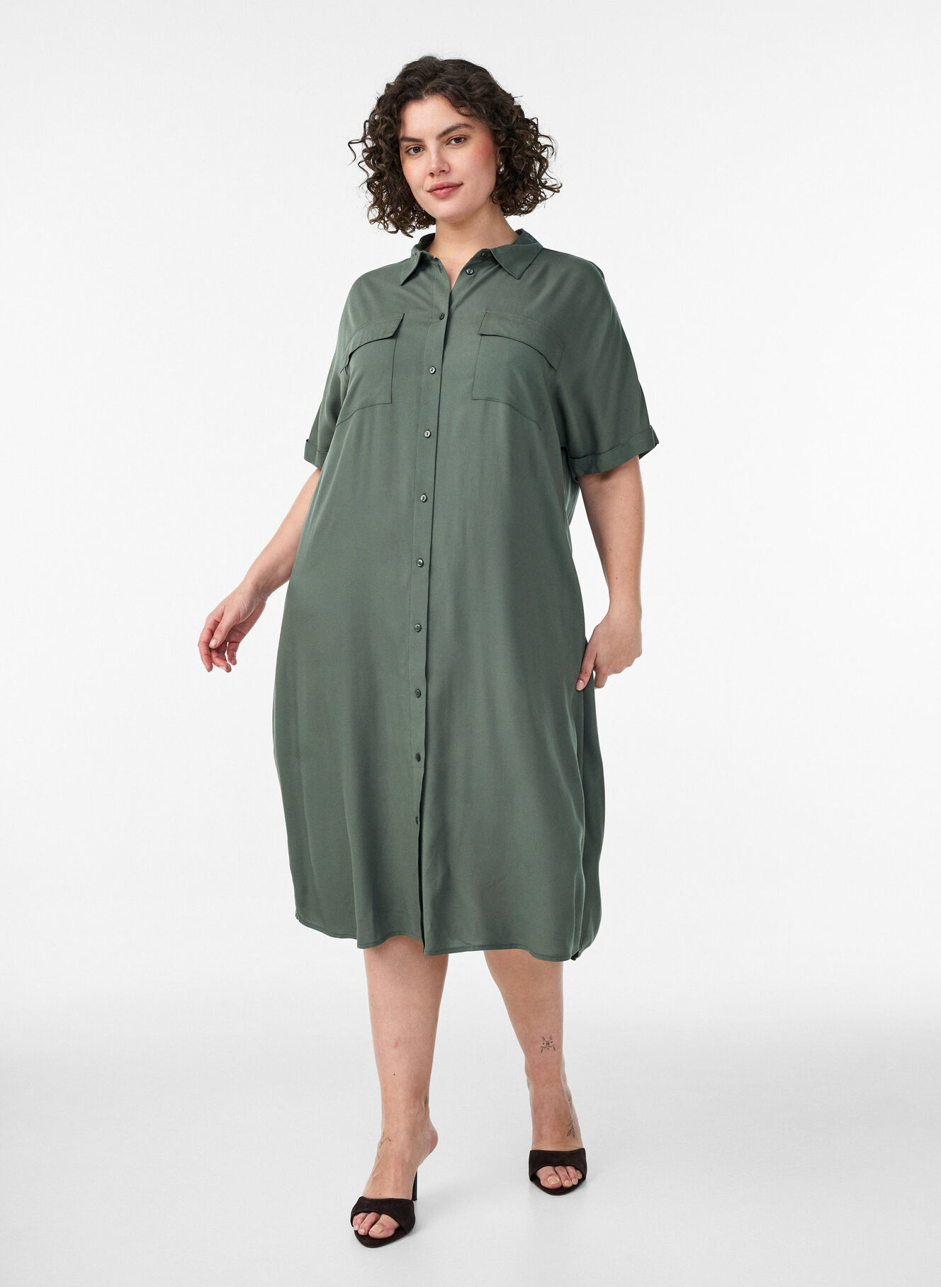 green button down dress Vsssj Womens Casual 3/4 Sleeve Side Split Long Dresses Cotton Linen Summer Solid Color Crew Neck Tie Waist Flowy Maxi Dark S front silhouette keeps things timeless Spring Green Cotton Floral Embroidered