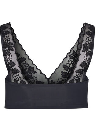 Soft bra with lace straps, Black, Packshot image number 1