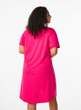 Cotton t-shirt dress - Pink - Sz. 40-64 - Zizzifashion Cotton t-shirt dress - Pink - Sz. 40-64 - Zizzifashion