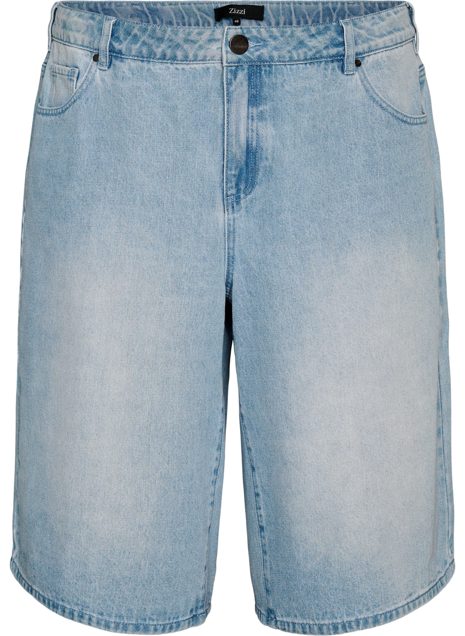 ZizzifashionHigh-waisted denim shorts, Light Blue, Packshot image number 0