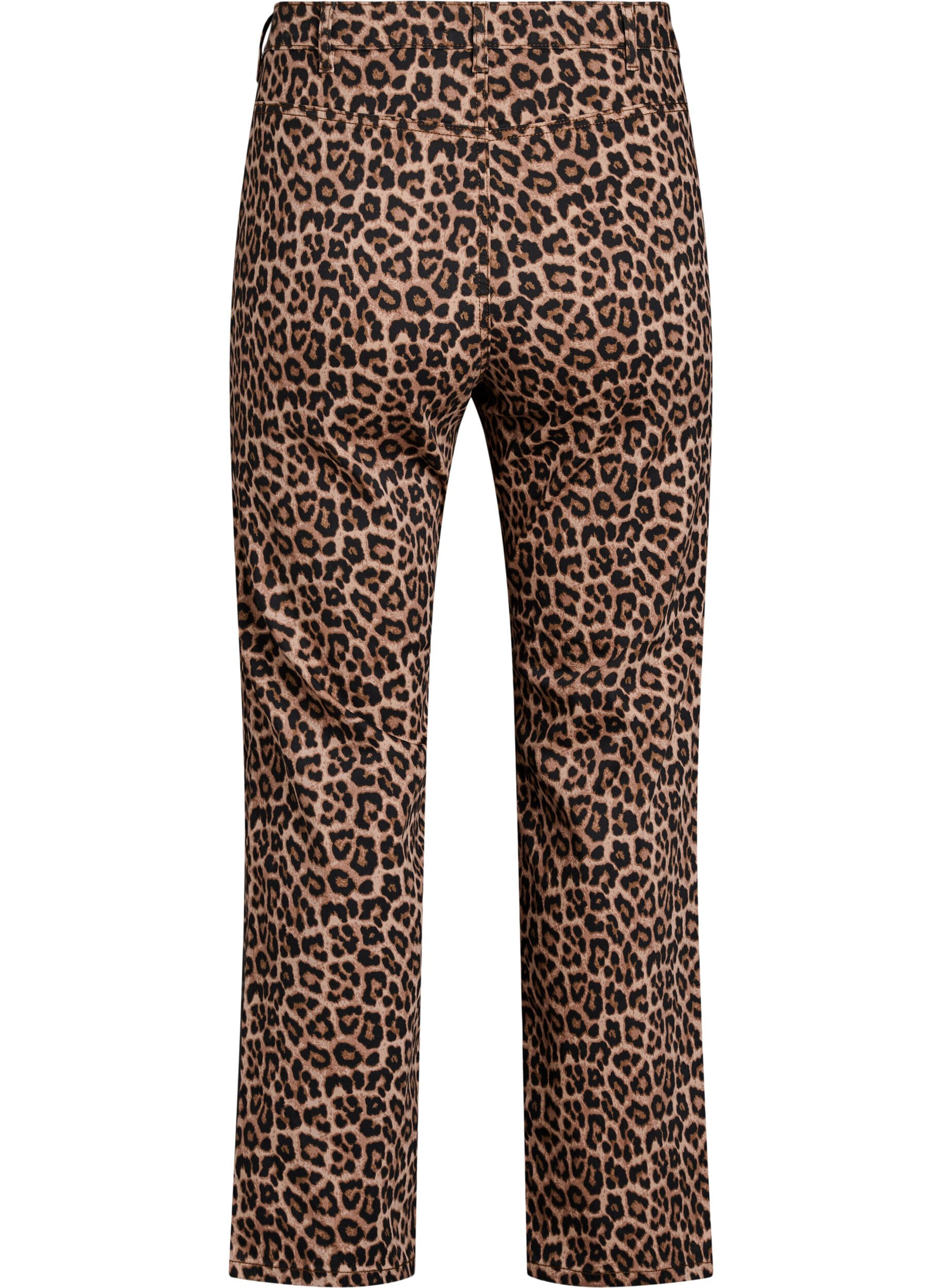 Zizzifashion Leopard jeans with regular waist, Brown, Packshot image number 1