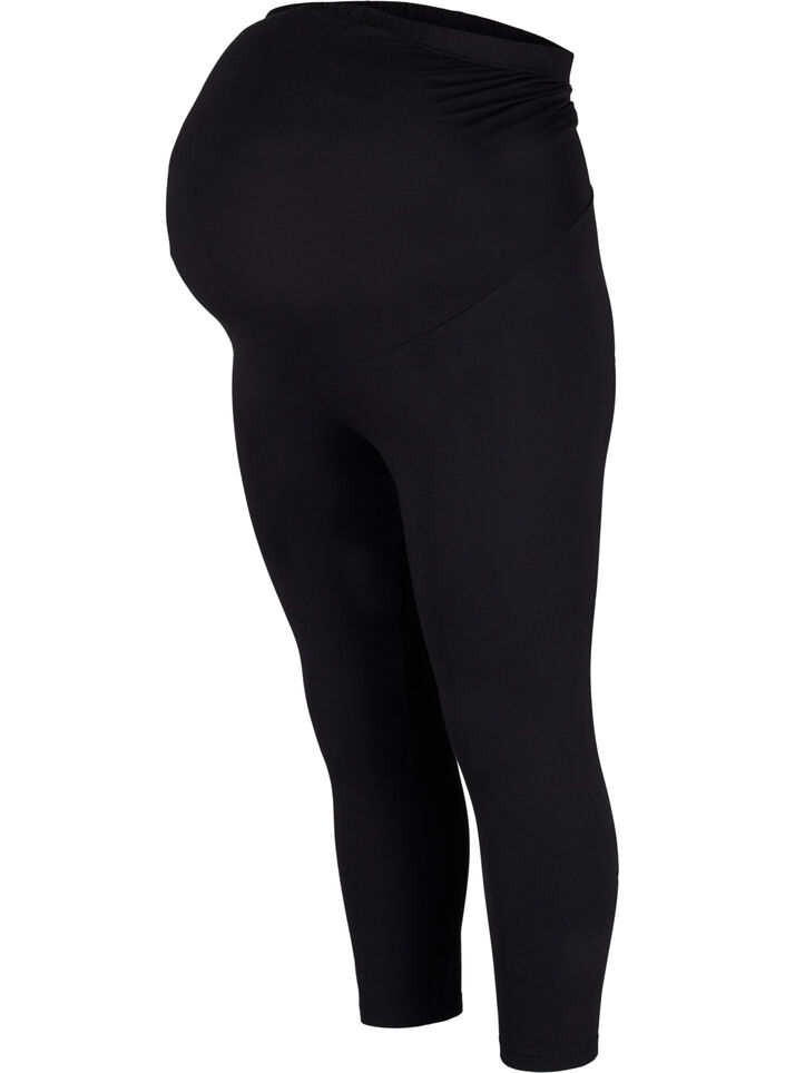 Pregnancy leggings with 3/4 length, Black, Packshot image number 0