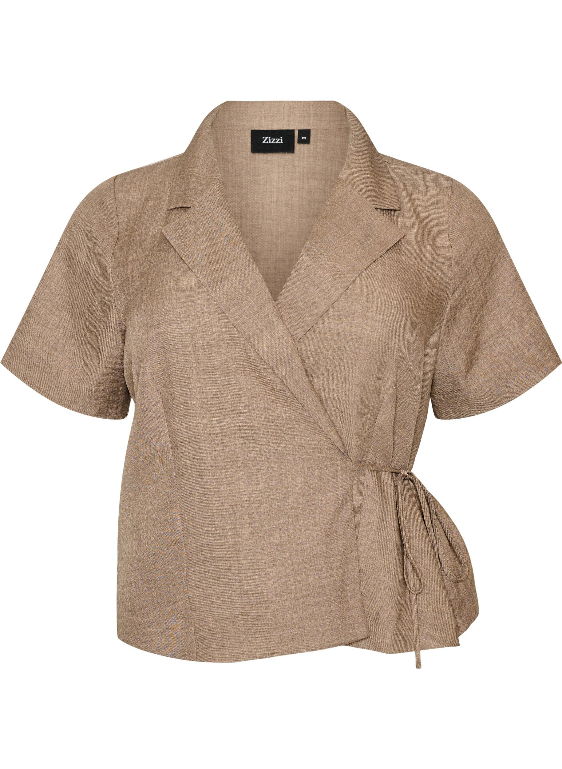 ZizzifashionWrap shirt with tie fastening, Brown, Packshot image number 0