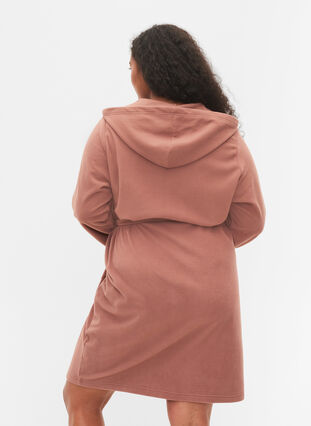 Bathrobe with zipper and hood, Baltic Amber, Model image number 1