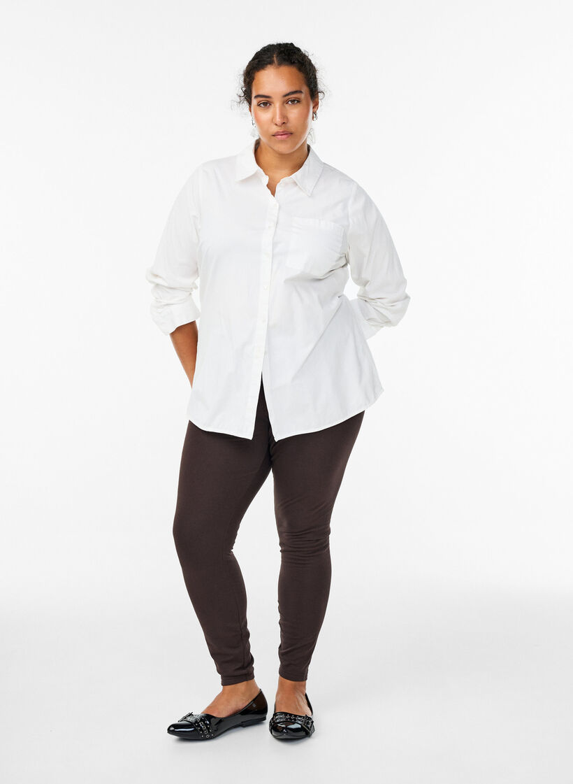 Cotton leggings with lining, Brown, Model image number 1