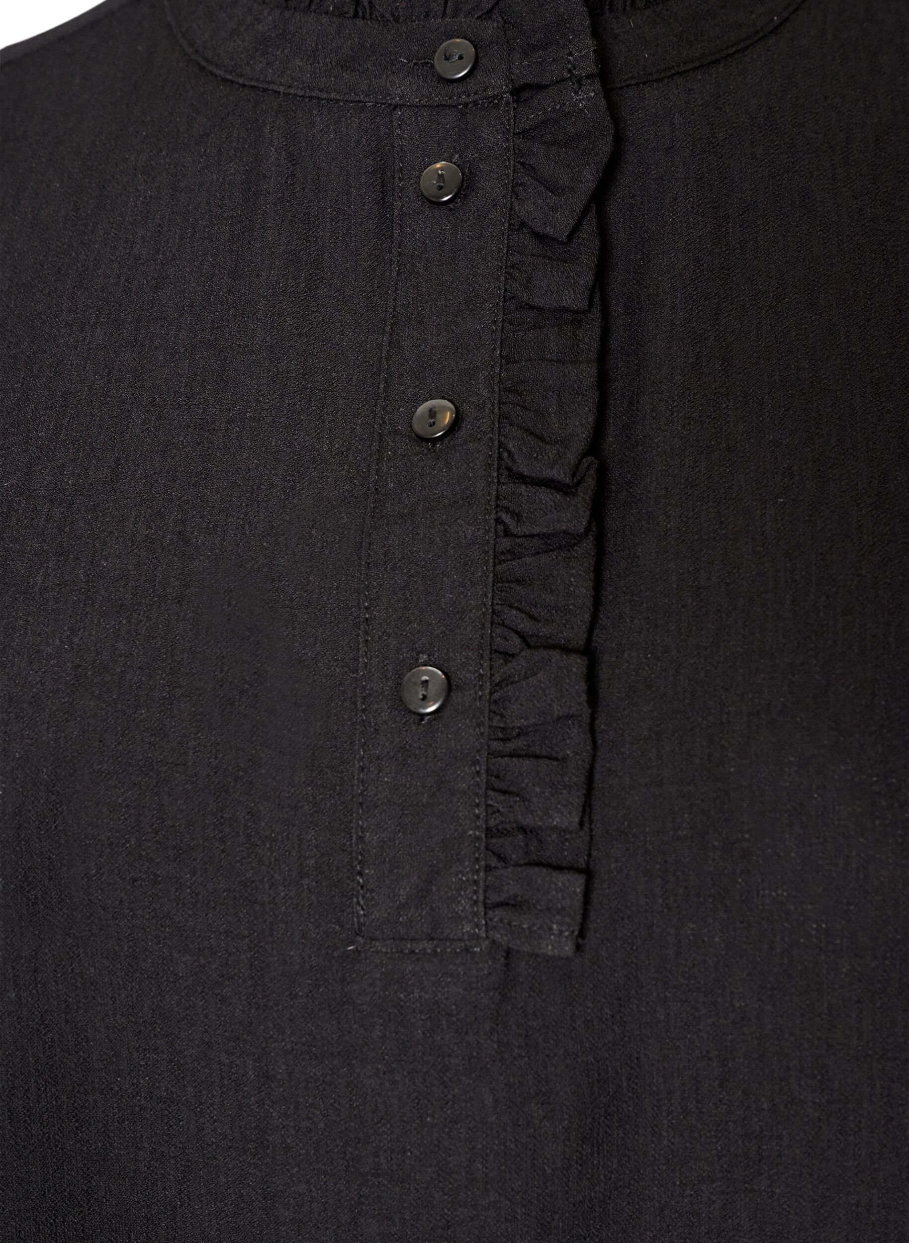ZizzifashionViscose tunic with ruffles and buttons, Black, Packshot image number 2