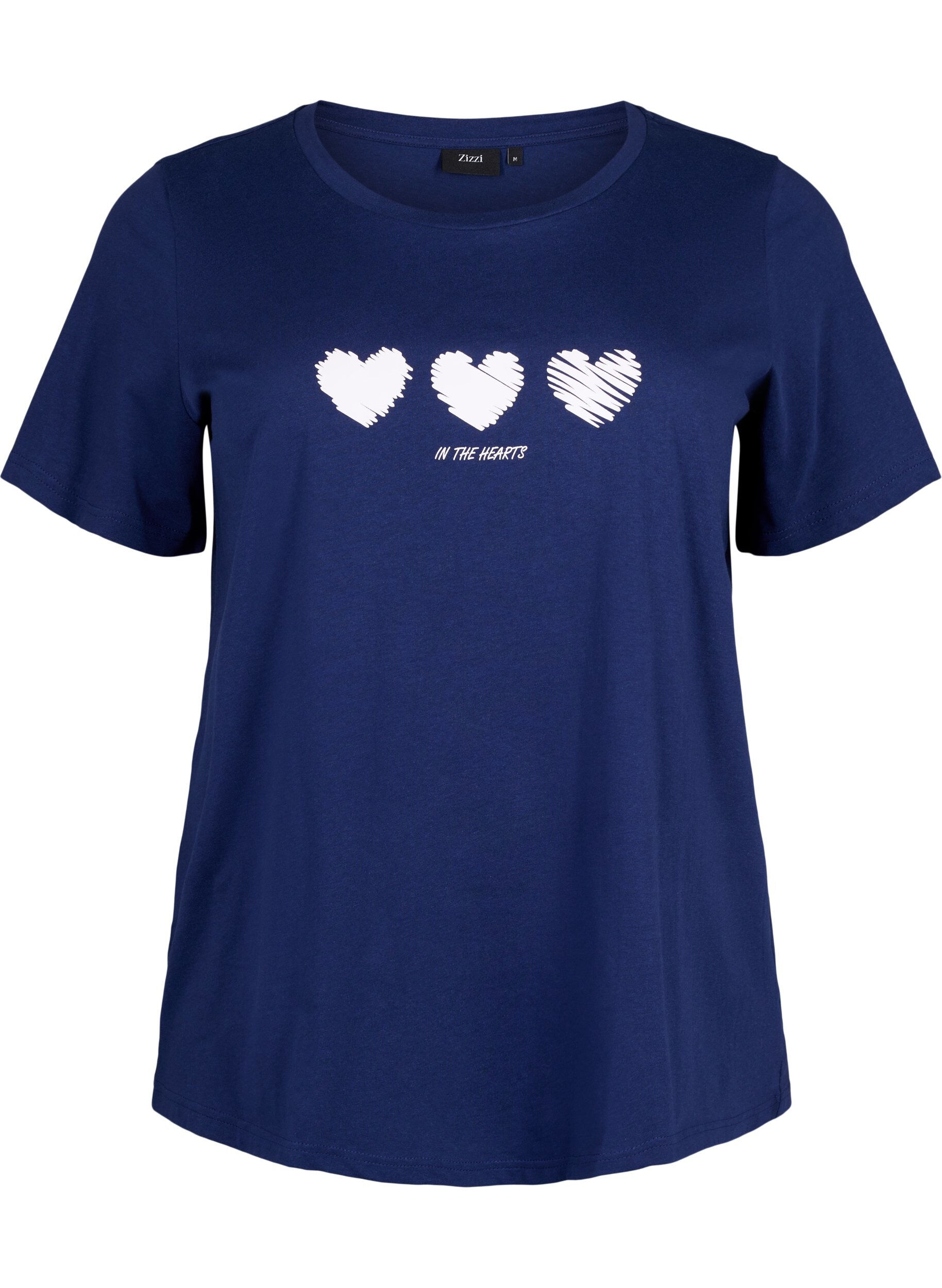 Zizzifashion Crew neck cotton T-shirt with print, Medieval B.W. Hearts, Packshot image number 0