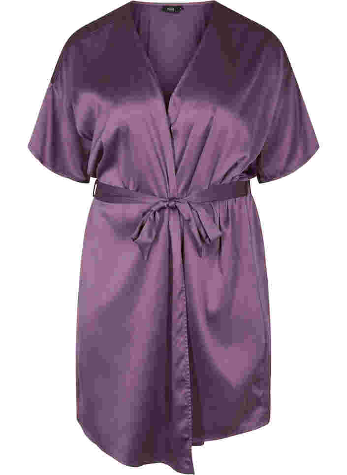 Short-sleeved dressing gown, Vintage Violet, Packshot image number 0