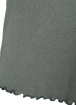 Short-sleeved, ribbed t-shirt with lace trim, Balsam Green, Packshot image number 2