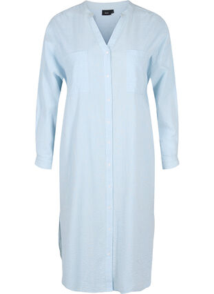 Striped cotton shirt dress, Blue Stripe, Packshot image number 0