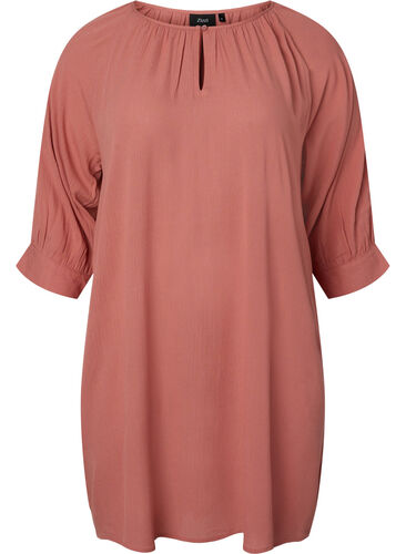 Viscose tunic with 3/4 sleeves, Old Rose, Packshot image number 0