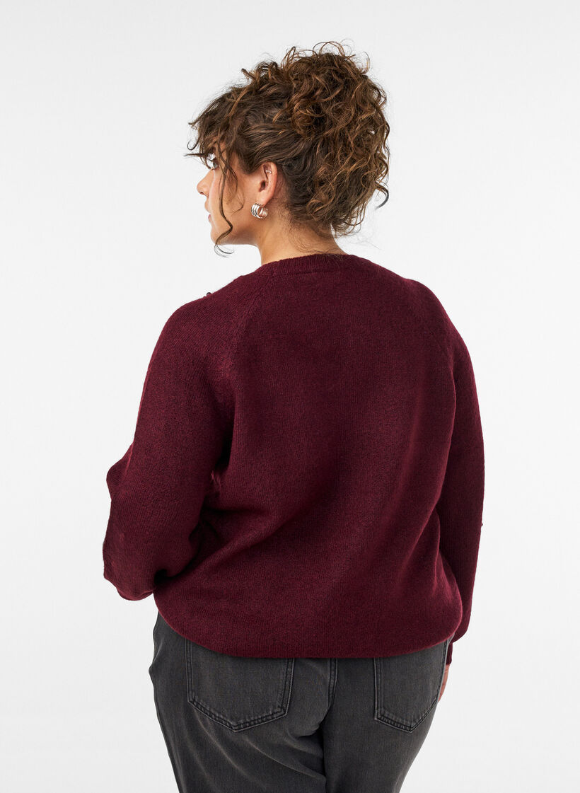 Jumper with pearl embroidery, Red, Model image number 2