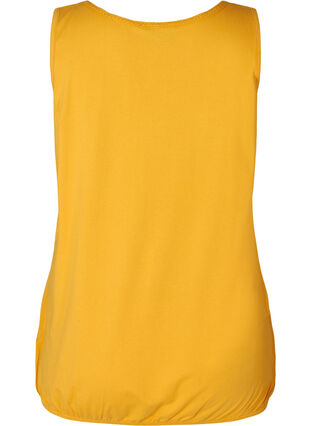 Cotton top with a round neck and lace trim, Mineral Yellow, Packshot image number 1
