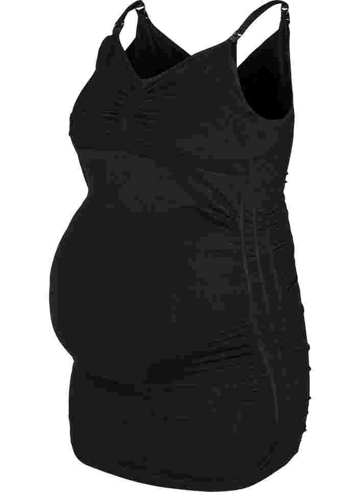 Seamless maternity top with breastfeeding function, Black, Packshot