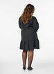 Short A-line dress with pinstripes and a ruffle hem, Black, Model image number 2