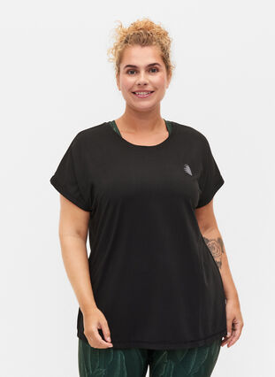 Short-sleeved workout t-shirt, Black, Model image number 0