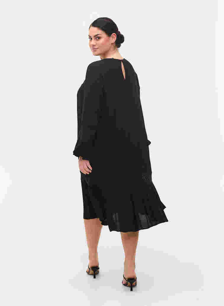 viscose dress with lace detail, Black, Model image number 1