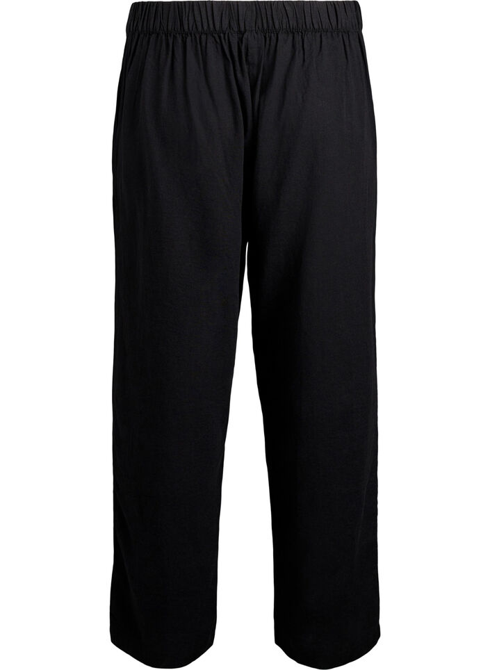 Loose trousers in linen and viscose, Black, Packshot image number 1