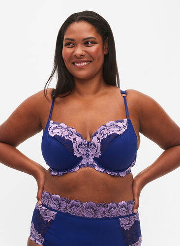 Full cover bra with underwire and lace, Clematis Blue ASS, Model image number 0