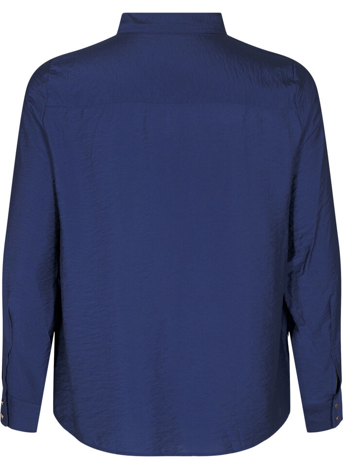 Shirt with collar and chest pockets, Blue, Packshot image number 1