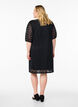 Knee-length dress with eyelet pattern and short sleeves, Black, Model image number 2