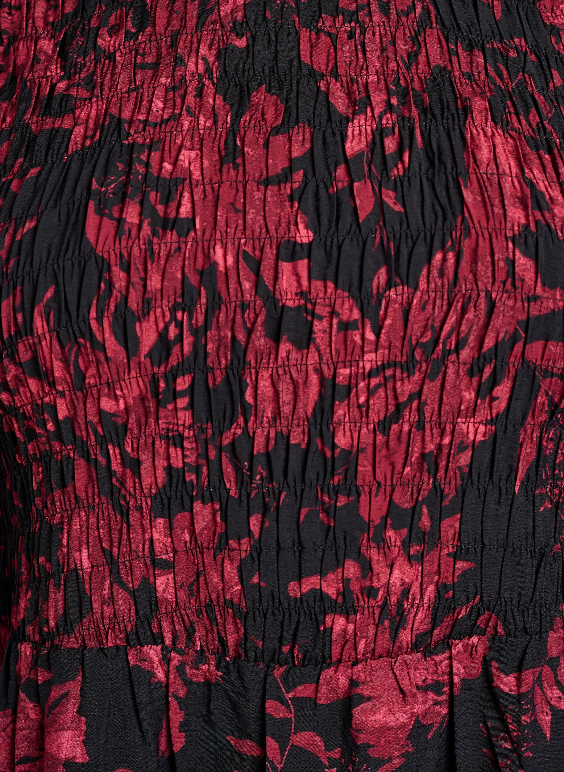 Zizzifashion Floral dress with a smocked top, Black, Packshot image number 2