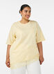 T-shirt with asymmetric lace hem, Yellow, Model image number 0