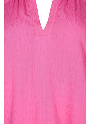 Short-sleeved viscose blouse with v-neck, Shocking Pink, Packshot image number 2