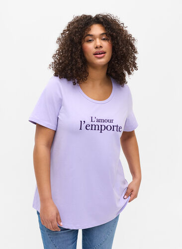 Short-sleeved t-shirt with print,  Lavender LAMOUR, Model image number 0
