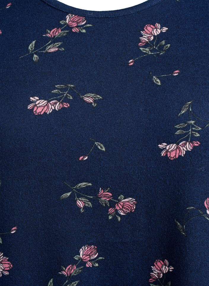 Floral blouse with long sleeves, Blue, Packshot image number 2